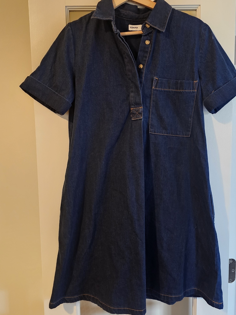 Sonoma Women’s Dark Wash Denim Short Sleeve Shirt Dress
